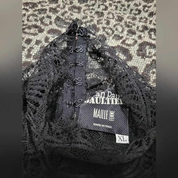 Rare Vintage Jean Paul Gaultier Black Lace Turtleneck Top - Picture 3 of 3